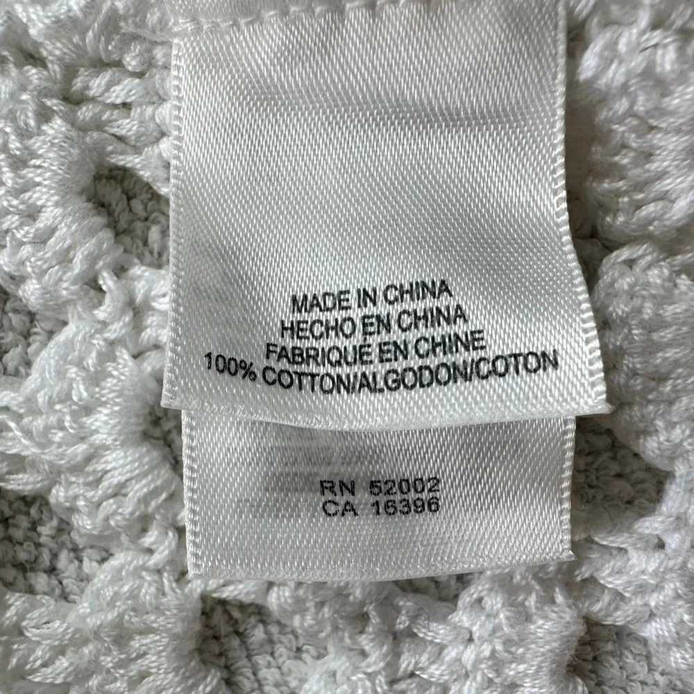 Liz Claiborne 100% COTTON White Hollow Out Open Front Cardigan Medium - Picture 6 of 7